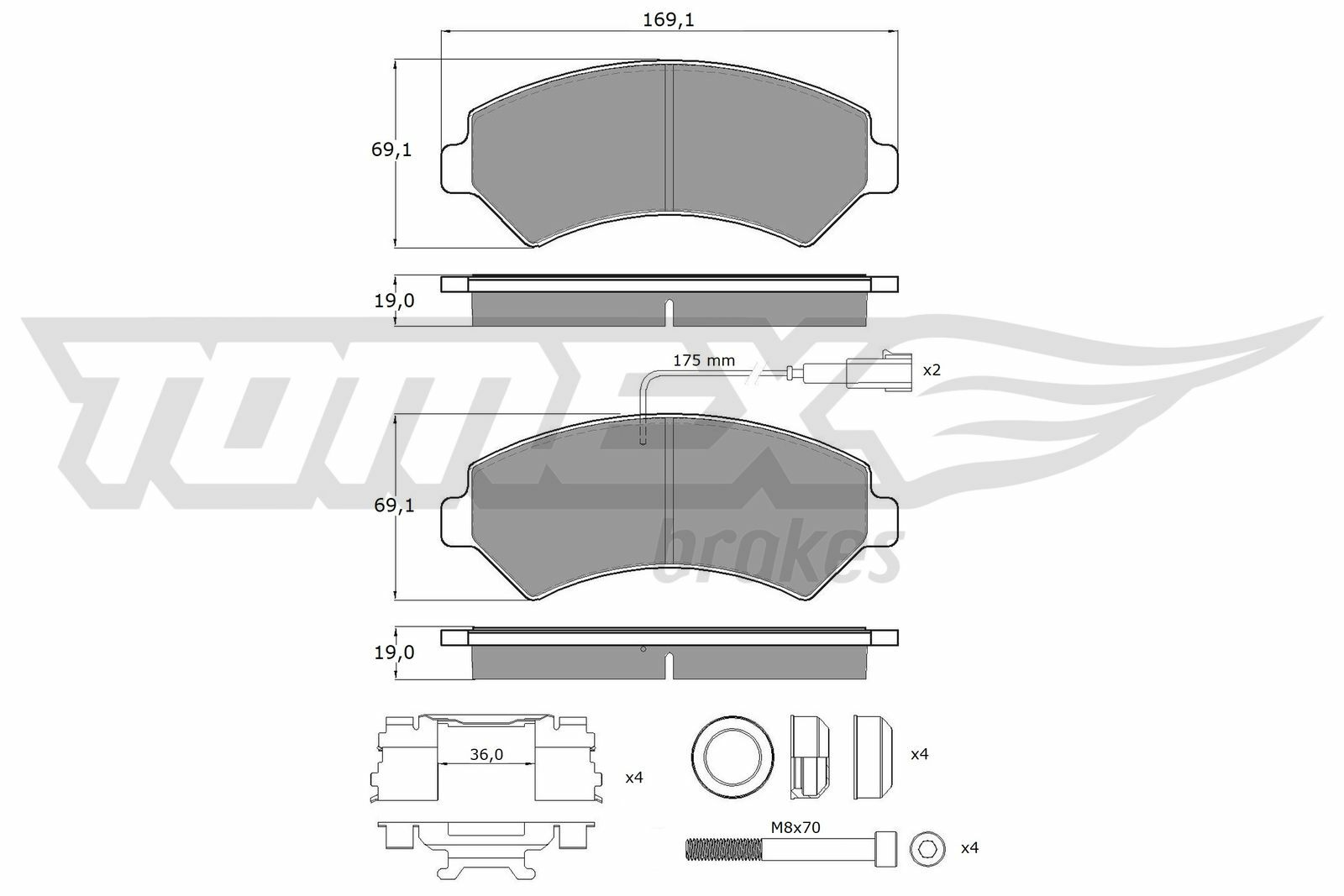 Sada brzdových platničiek kotúčovej brzdy TOMEX Brakes